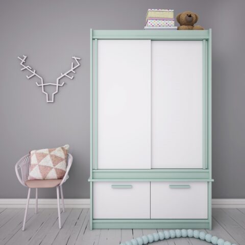 Armoire blanche et celadon