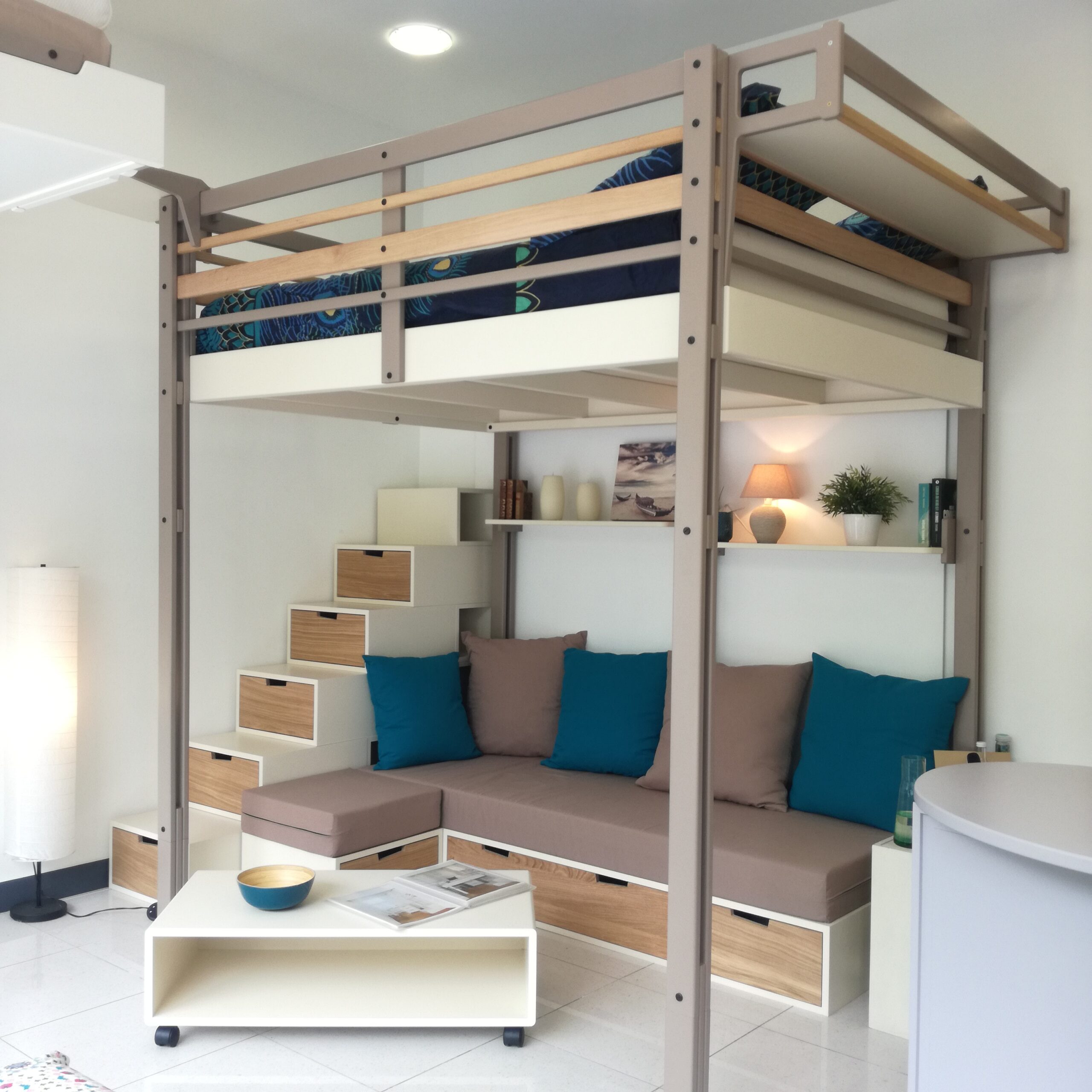 Mezzanine bed with bench seat and storage - Display model